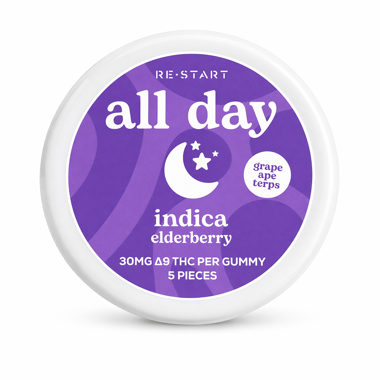 Delta 9 THC 30MG All Day Indica Gummies - Elderberry / 5-count